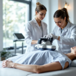 Featured image showing Chiropractic assistant helping a patient with therapeutic equipment in a clinic.